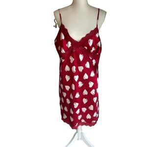 Jaclyn Smith Red Heart Lace Sleep Slip Nightgown Size Extra Large